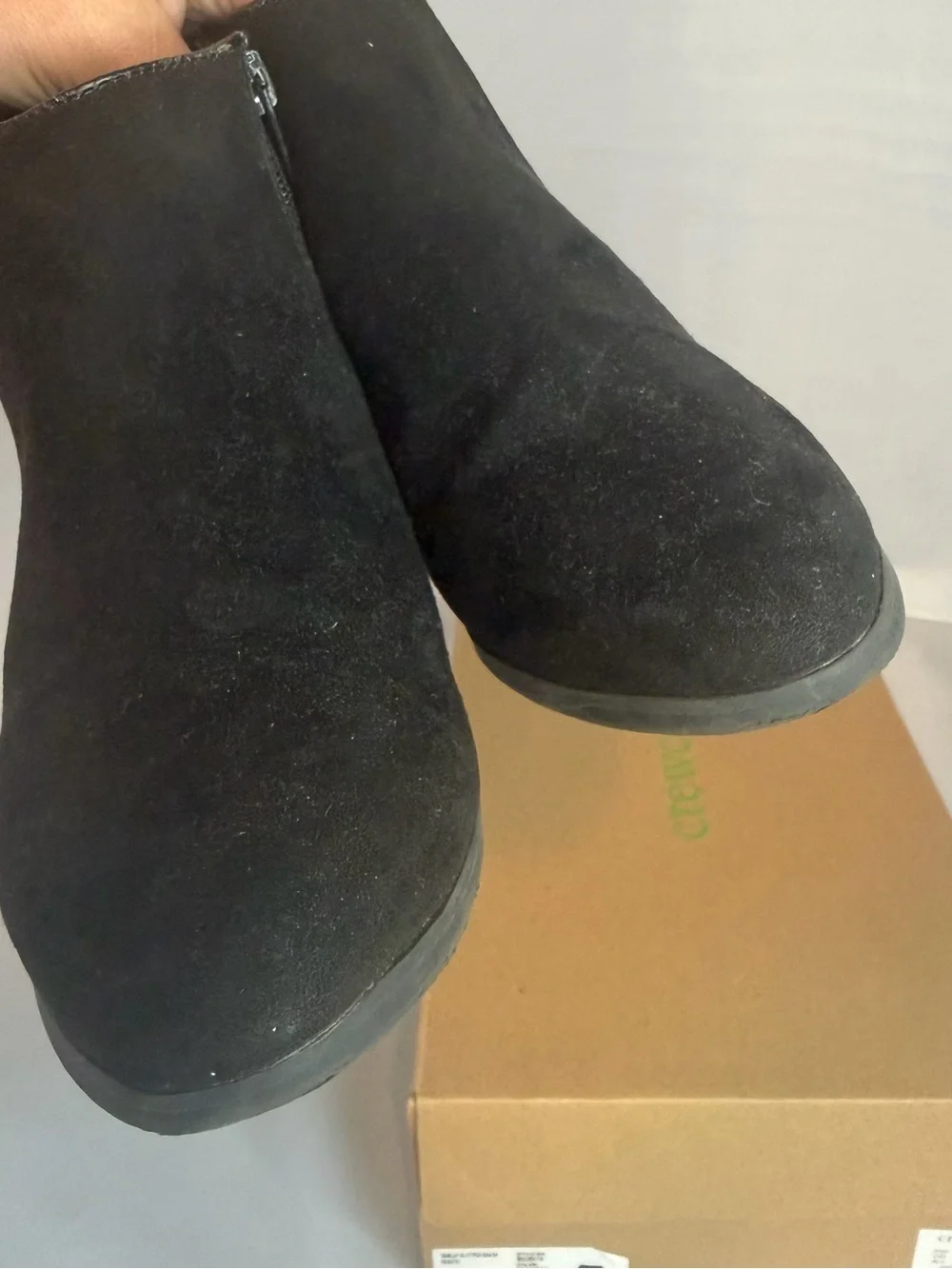 Crewcuts Black Suede Ankle Boots with Glitter Heel